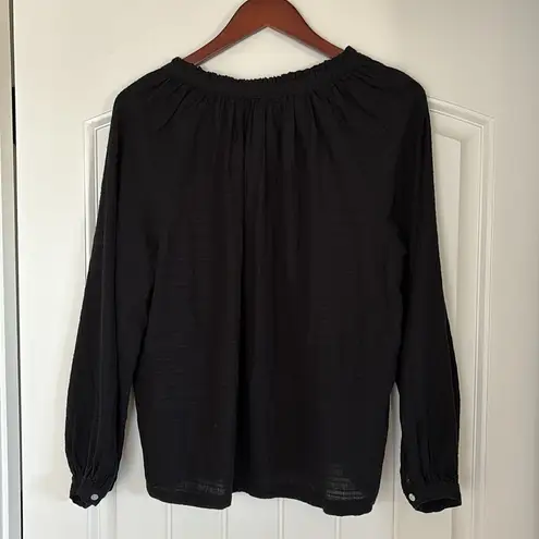 Marine layer Nixi Collarless Long‎ Sleeve Blouse Black Travel Women’s Size Small