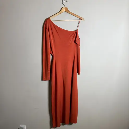 Cult Gaia Zora Knit Cutout Midi Dress Women Medium Chili Orange Asymmetrical NWT