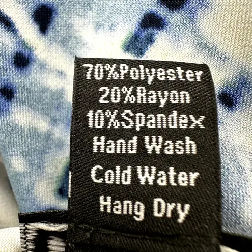 Clara Sun Woo Grecian Halter Swing Dress Acid Wash Printed Mini Blue White L NWT Size L