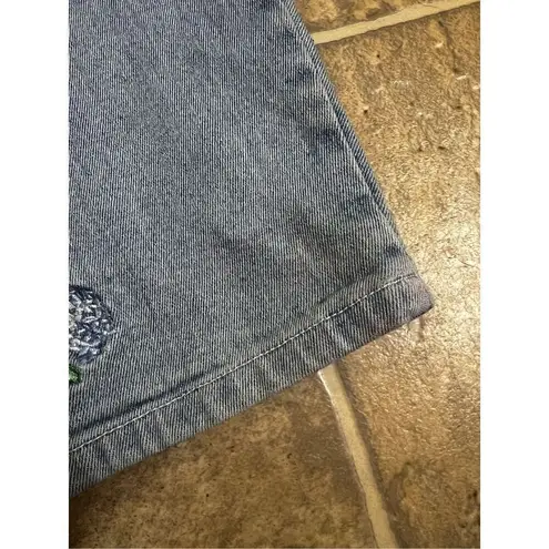 Vintage The Quacker Factory Blue Jeans Womens Size 10 Floral Embroidered Cotton
