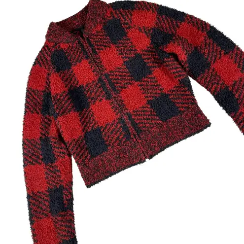 SKIMS Buffalo Plaid Cropped Teddy Coat