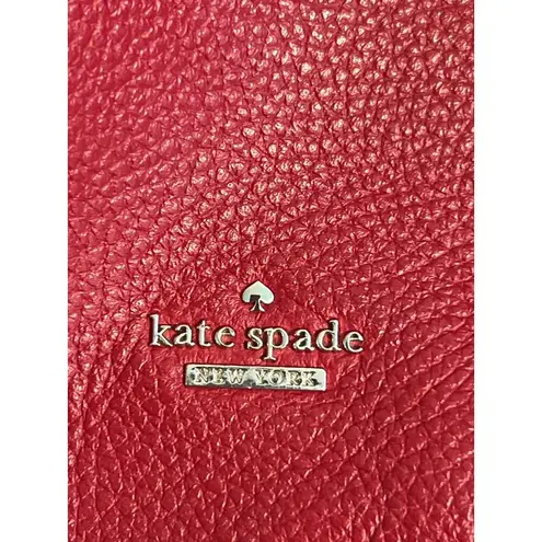 Kate Spade New York Red Pebbled Leather Tote Shoulder Bag Tassel Accent