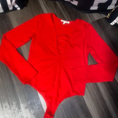 EXPRESS  Bold Red Cutout Bodysuit - Image 5