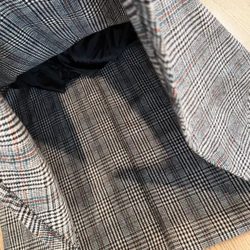 Veve Glen Plaid Flared Midi Skirt Elastic Waist Lined Women's Gray