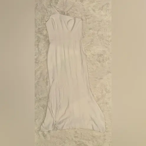 Dress the Population NWOT AMY crepe one shoulder maxi slit white gown sz M