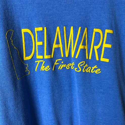 Vintage 90s Delaware T Shirt Blue XL Extra Large USA Single Stitch Graphic Tee