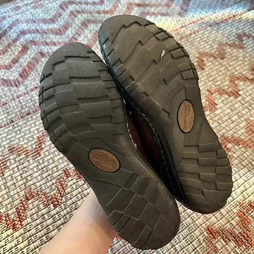 Earth Origins | Women's Leather Clinton Brown Buckle Slip On Loafers Shoes, 7.5