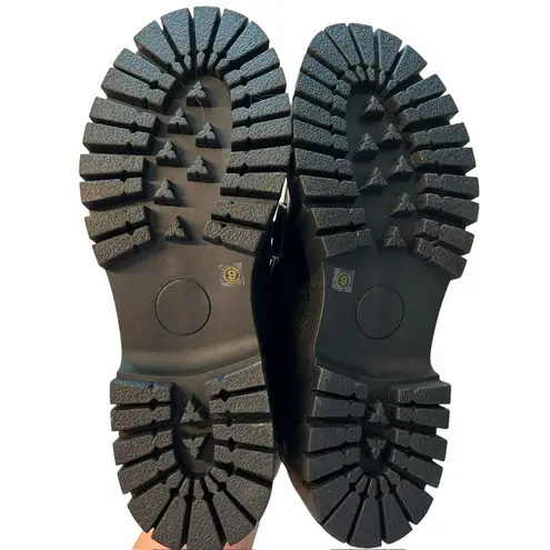 Ccocci Women’s 9 Sutton Loafers Black Chunky Gold Chain Accent Lug Academia