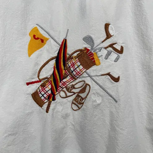 Vintage Peanut Butter Jelly Jacket Women's Large White Blue Golf Embroidered