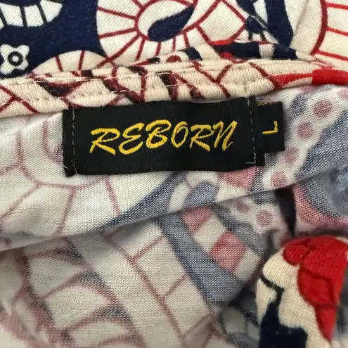 Reborn Sleeveless Dress Size L Blue Red Patterned Size L