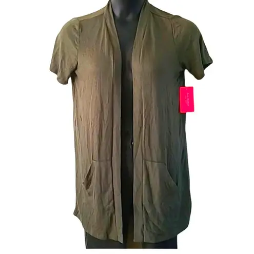 Isaac Mizrahi Live! Women's Open Front Short Sleeve Cardigan -Size Small Petite