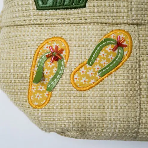 Vintage 90s Beach Summer Applique Purse Tan