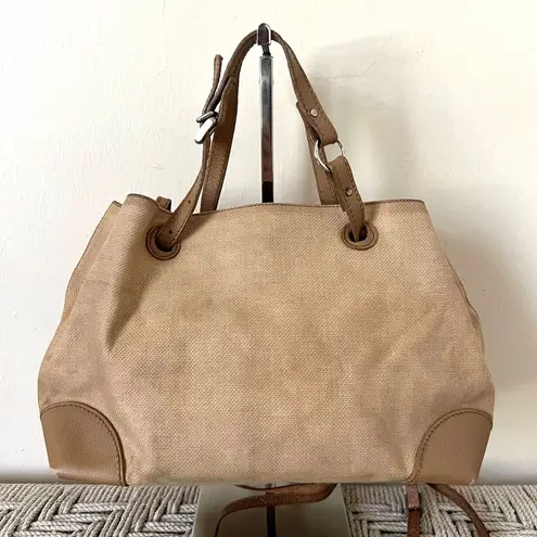 Bottega Veneta Cream Linen & Leather Crossbody Bag