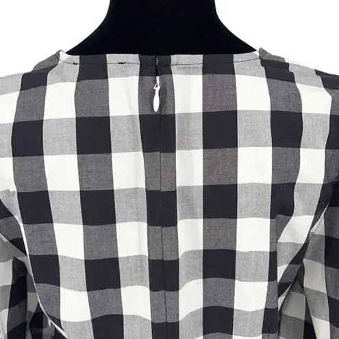 J. Crew Womens Puff Sleeve Oversized Gingham Top Black & White Size 6