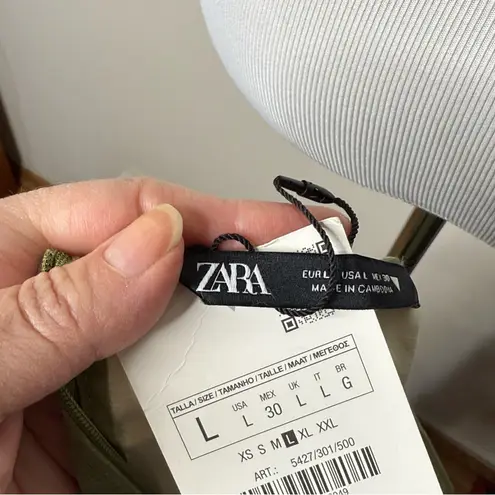 Zara Green Wax Belted Mini Dress Size L