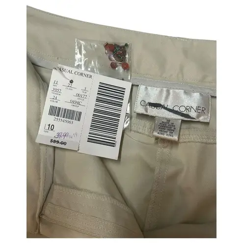 VTG Casual Corner Capri Pants Womens 10 Beaded Wide Leg Dead Stock Boho Tan Brown