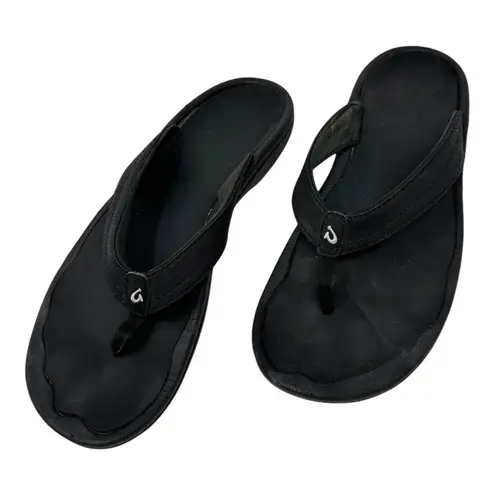 Olukai  Ohana Black and White Flip Flop Size 10