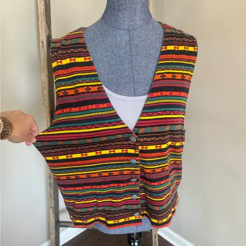 Westbound Vintage 100% Cotton Aztec Print Vest Size Large