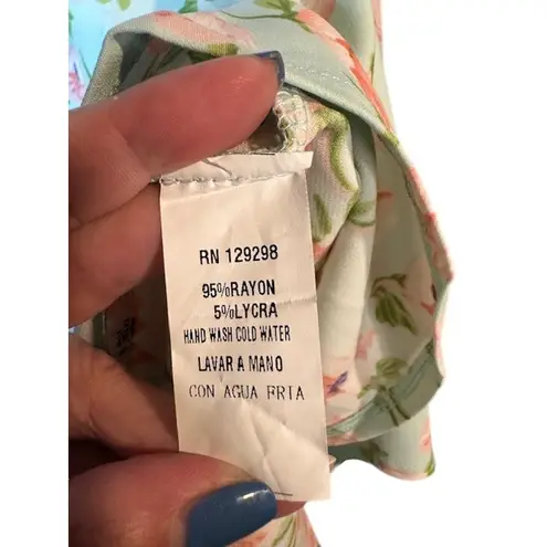 Day & Night Baby Blue Pink Floral Cut Out Sleeveless Dress Women Sz Med