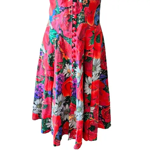 vintage 90’s sleeveless retro floral print dress Red Size L
