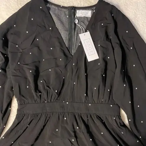 Sage NWT  the Label Black Dress with White Stars