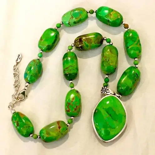 Sterling Silver BARSE Green Turquoise and Necklace and Pendant