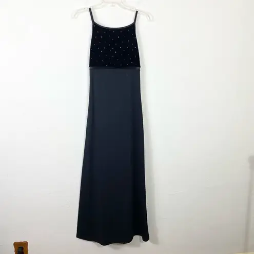 Vintage 90’s Byer Too! Black Velvet Sparkly Maxi Formal Party Dress Size S