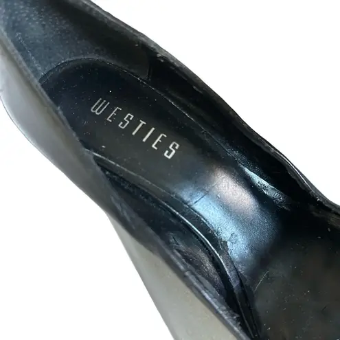 Westies Womens Black Platform Peep Toe Heels Elegant Chic Size 8