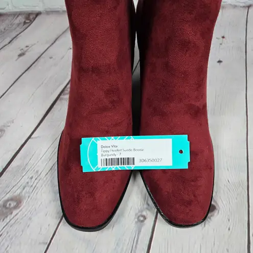 Dolce Vita Tippy Heeled Suede Bootie Burgundy 7 NWT Red