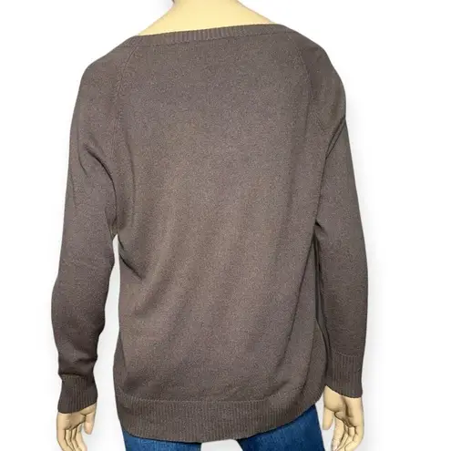 360 Cashmere Women’s Size S Mouse Gray Cashmere Knit V-Neck Long Sleeve Sweater