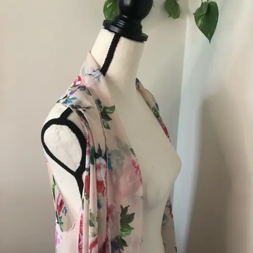 Gena Accessories Open Floral Sheer Kimono/Duster Orange Size undefined