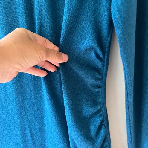 Eastern Mountain Sports Sz L Teal Stretch V Neck Blouse Sweater Fleece Pullover