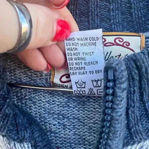 Y2K Heirloom Collectibles Winter Christmas Penguins Icicles Snow Cardigan MEDIUM Blue