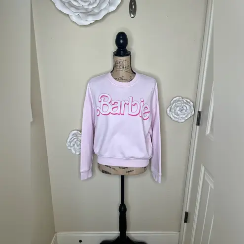 NTM: Barbie Pastel Pink Logo Crew Neckline Oversized Sweatshirt Size XS