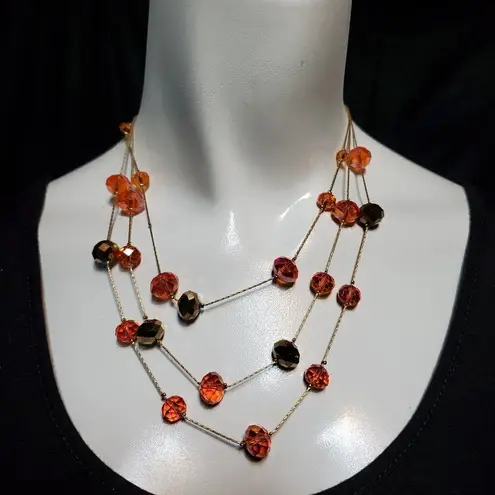 NWT J.C. Penney Orange & Gold Necklace & Earrings Orange
