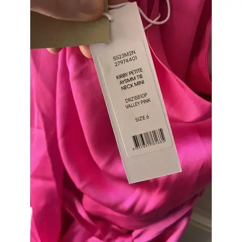 Ever New Petite tie neck one sleeve mini dress in pink satin Size 6 NWT women’s - Image 7