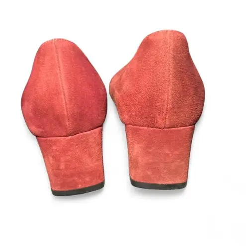 Aquatalia Women’s Size 10 Round Toe Block Heel Pumps Rust Suede Made in Italy