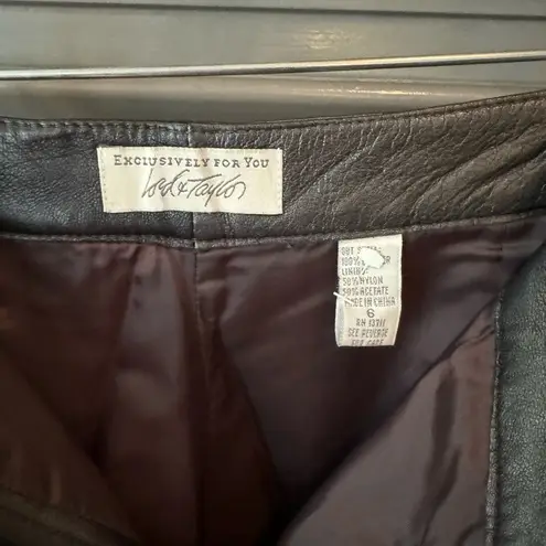Vintage‎ 90s Lord & Taylor Brown 100% Leather Straight Leg Pants Size 6