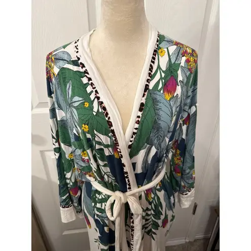 Soma Intimates Short Pipe Cool Nights Robe in Jungle Floral, L/XL