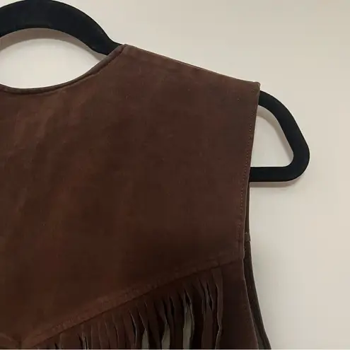 Vintage Expressions by Campus Suede Fringe Vest | Made in USA | Western Boho Brown Size undefined