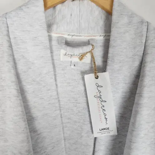NWT Daydream by Berkshire Quilted Robe Light Grey Pockets Cotton Blend Size L Size L