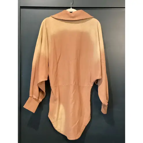 The Attico cotton long sleeve ombré brown zip sweatshirt mini dress size 38 XS 0