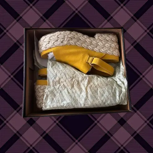 Kelsi Dagger Cow Suede Yellow Open Toe Wedge Sandals -  Brooklyn - Image 3