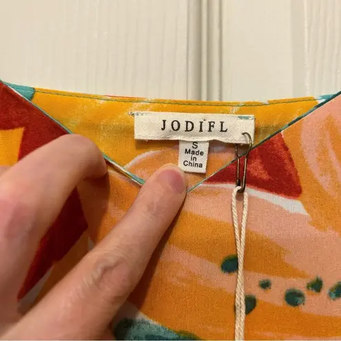 JODIFL Sleeveless Dress Floral Print Vibrant Babydoll Hawaiian Womens Size Small