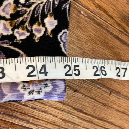 Garnet Hill purple floral corduroy wide leg pant size 4