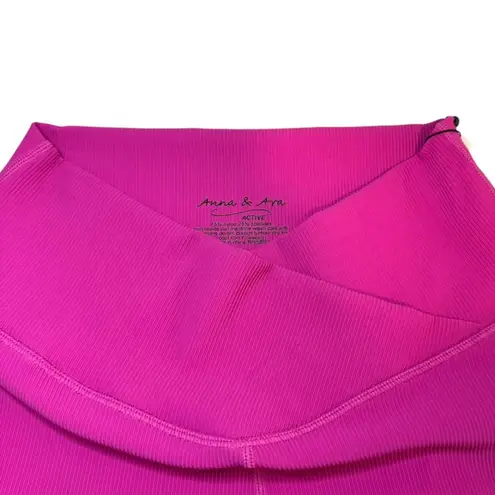 Anna & Ava NWT Active Crossover High-Waist Ribbed Leggings Pink Fuchsia Medium