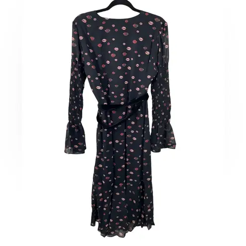 Hutch NEW x ModCloth Truth From My Red Lips Black Midi Dress Size LARGE