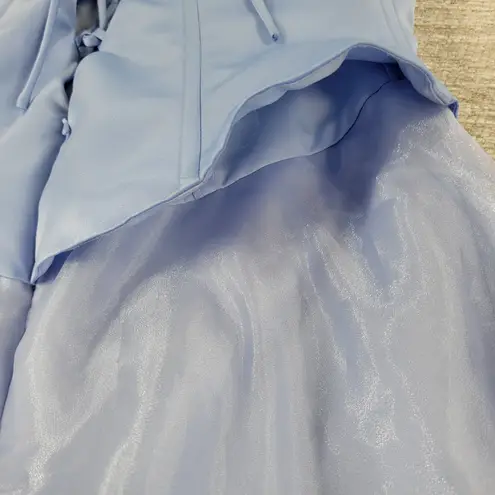 Michelangelo Gown Womens 6 Blue Beaded Whimsical Fairy Corset Halter Prom Dress