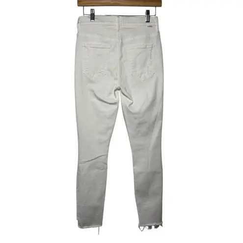 Mother Stunner Zip Ankle Step Fray Jean Women 26 Little Miss Innocent Distressed White