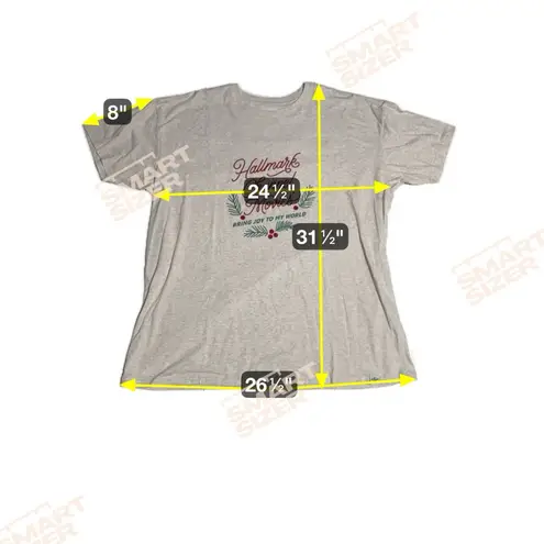 Hallmark Channel Movies "Bring Joy" Christmas Graphic T Shirt, Women's XXL Tee Gray